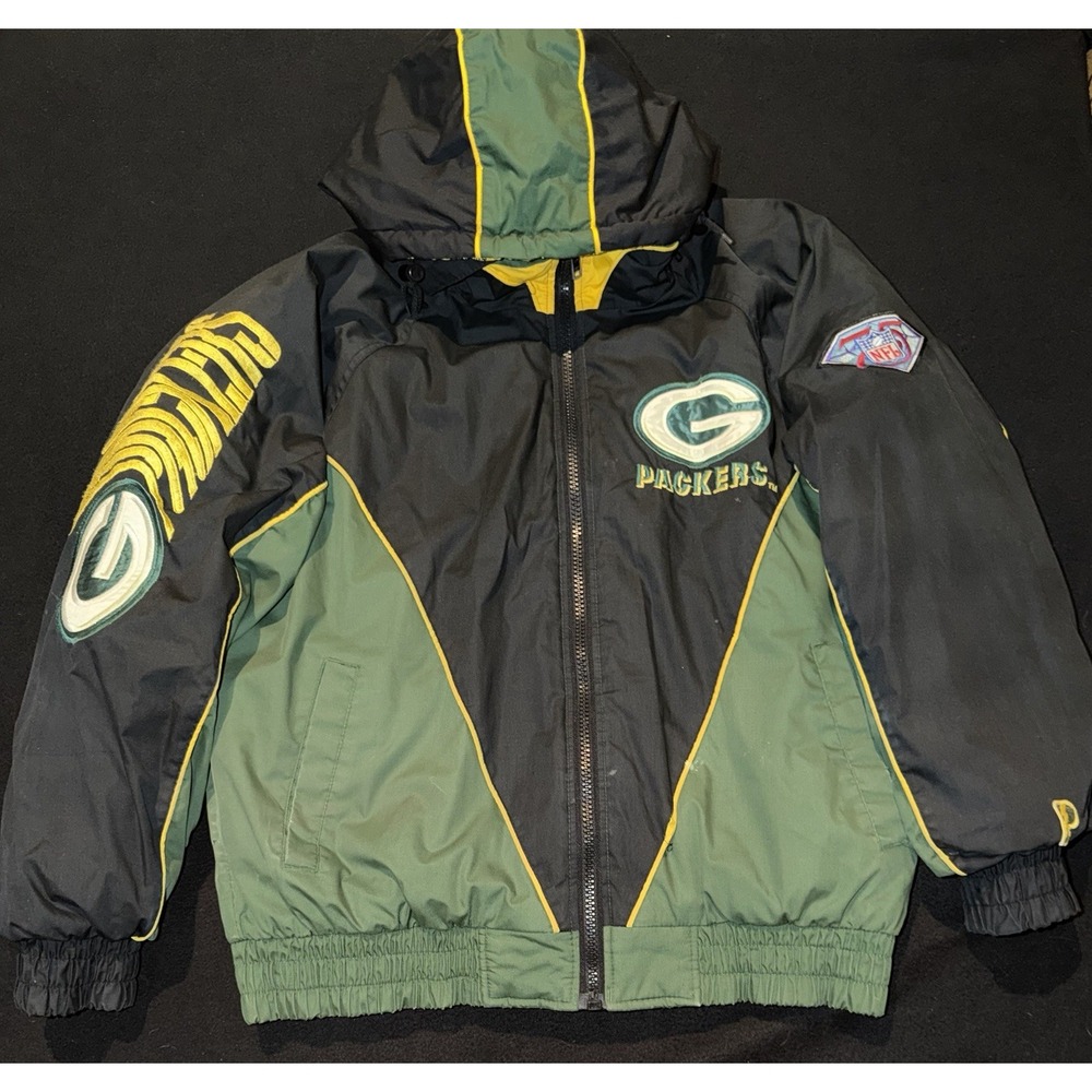 Green Bay Packers Jacket Pro Player With Detachable Hood Mens Size Large